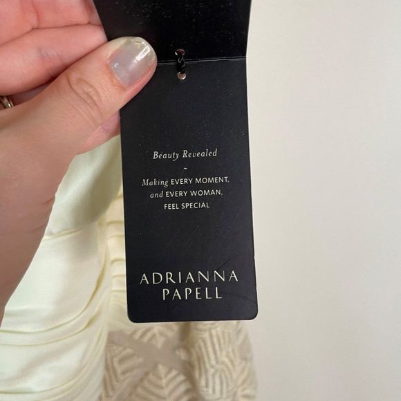 Adrianna Papell Cream dress with metallic champagne geometric skirt NWT RARE - Picture 5 of 8